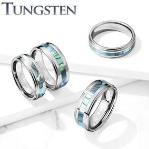 New Tungsten carbide Abalone‎ Inlay Center Ring size 6